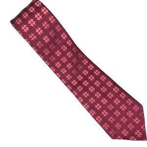 Murano Silk Geometric‎ Tie Mens Extra Long Burgundy Jacquard Hand Tailored  65x4